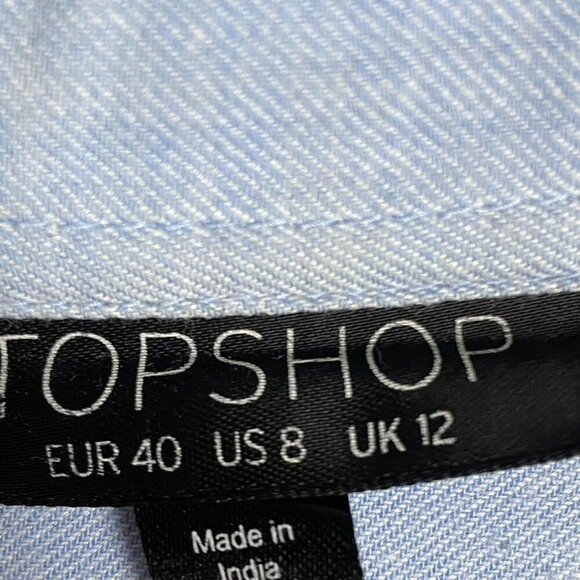 Topshop Chambray Button Down Cotton Blouse Size 8 Casual Layering - Picture 7 of 9
